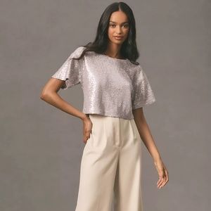 Anthropologie Sequin Cropped Tee